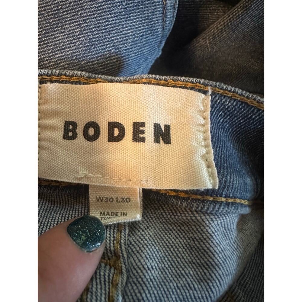 Women W30 L30 Boden R0269 High Rise Wide Leg Jeans Denim Pants Stretch Blue - Picture 6 of 7